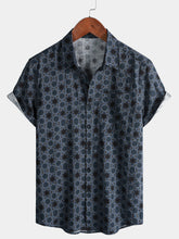 Men’s Weekend Everyday Outdoor Travel Daily Home Abstract Pattern Cotton Casual Short Sleeve Shirt