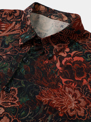 Men's Red Retro Floral 100% Rayon Short Sleeve Resort Shirt