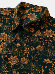 Men's Floral Print Boho Vintage Casual Short Sleeve Shirt