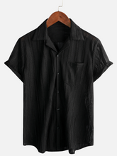 Men's Summer Lace Short Sleeve Casual Button Up Beach Shirt