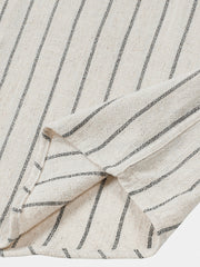 Men's Beige Stripe Linen Casual Short Sleeve Shirt