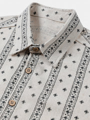 Men's Boho Striped Linen & Cotton Summer Short Sleeve Shirt