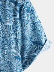 Men's Summer Ocean Shark Beach Hawaiian Short Sleeve Shirt