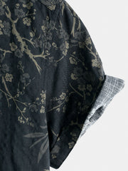 Men's Casual Elegant Blossom Print Retro Short Sleeve Shirt