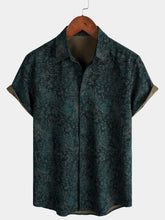 Men's Summer Breathable Short Sleeve Retro Floral Print Cotton Shirt