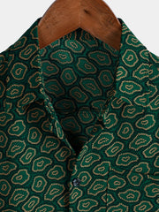 Men's Abstract Green Short Sleeve Pocket Shirt