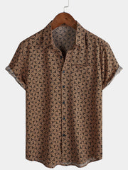 Men's Casual Holiday Short Sleeve Retro Shirt