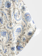 Men's Paisley Pocket Button Up Short Sleeve Shirt