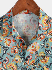 Men's Paisley Print Pocket Short Sleeve Shirt