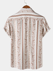 Men's Vintage Ethnic Print Short Sleeve Shirt