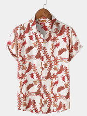 Men's Paisley Floral Vacation Button Up Short Sleeve Shirt