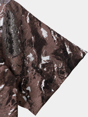Men's Brown Abstract Art Vacation Short Sleeve Shirt