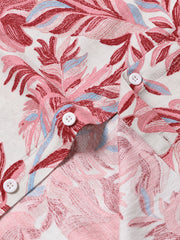 Men's Pink Tropical Floral Hawaiian Short Sleeve Shirt
