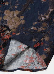 Men’s Navy Blue Artistic Floral Print Casual Short Sleeve Shirt
