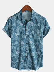 Men’s Tropical Floral Short Sleeve Lightweight Breathable Casual Shirt