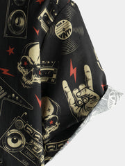 Men's Skull Music Punk Rock and Roll Cool Funny Hawaiian Shirt