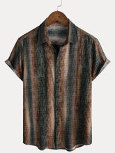 Men's Casual Retro Striped Print Holiday Short Sleeve Shirt