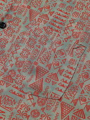 Men's Rayon Geometric Tribal Print Boho Short Sleeve Shirt
