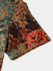 Men's Breathable Retro Floral Pattern Summer Shirt