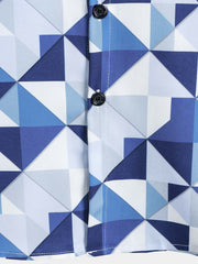Men's Blue Abstract Graphic Island Cruise Summer Holiday Resort Shirt