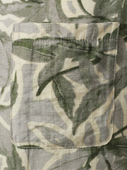 Men's Green Tropical Print Pocket Resort Short Sleeve Shirt
