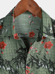 Men's Blossom Print Short Sleeve Summer Holiday Shirt