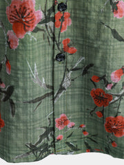 Men's Blossom Print Short Sleeve Summer Holiday Shirt