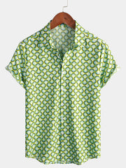 Men's Green Cool Summer Beach Short Sleeve Shirt