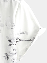 Men's Floral White Beach Hawaiian Shirt