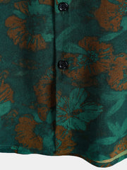 Men's Retro Floral Print Rayon Short Sleeve Shirt