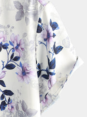 Men's Summer Short Sleeve Floral Print Casual Button Up Shirt