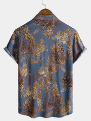 Men's Retro Print Rayon Short Sleeve Summer Shirt