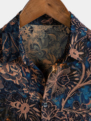 Men's Retro Floral 100%Rayon Short Sleeve Resort Shirt