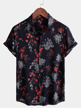 Men's Elegant Floral Rayon Casual Short Sleeve Shirt