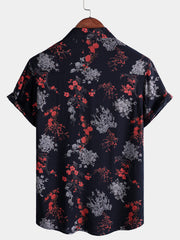 Men's Elegant Floral Rayon Casual Short Sleeve Shirt