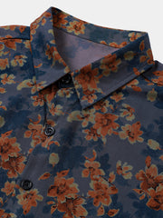 Men’s Everyday Casual Weekend Floral Vintage Summer Beach Breathable Short Sleeve Shirt