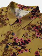 Men’s Holiday Party Home Summer Printed Casual Daily Vacation Breathable Short Sleeve Shirt