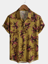 Men’s Holiday Party Home Summer Printed Casual Daily Vacation Breathable Short Sleeve Shirt