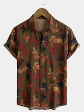 Men’s Weekend Everyday Outdoor Travel Daily Home Botanical Print Casual Short Sleeve Shirt