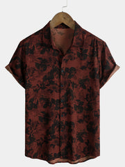 Men’s Vintage Casual Vacation Breathable Summer Beach Floral Short Sleeve Shirt