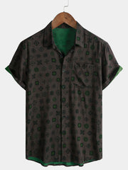 Men’s Weekend Everyday Daily Home Outdoor Casual Retro Abstract Pattern Short Sleeve Shirt