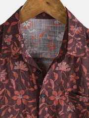 Men's Lightweight Breathable Cotton Botanical Graphic Summer Casual Shirt