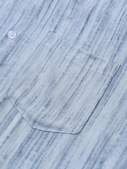 Men’s Light Blue Striped Short Sleeve Breathable Cool Casual Summer Shirt