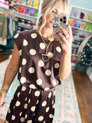 Dot Your Calendar Bubble TOP - Brown