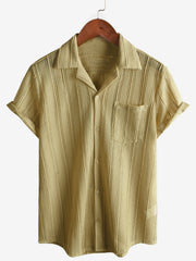 Men's Summer Lace Short Sleeve Casual Button Up Beach Shirt