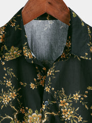 Men's Floral Vacation Cotton Short Sleeve Shirt
