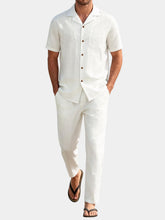 Men's Co-ords Summer Casual Cuban Guayabera Shirt and Pants Set