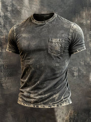 Men's Retro Pure Cotton Washed Casual Original Collar Short-Sleeve Top