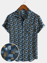Men's Blue Casual Summer Holiday Retro Short Sleeve Shirt