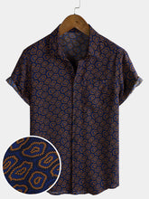 Men's Abstract Print Resort Short Sleeve Pocket Shirt